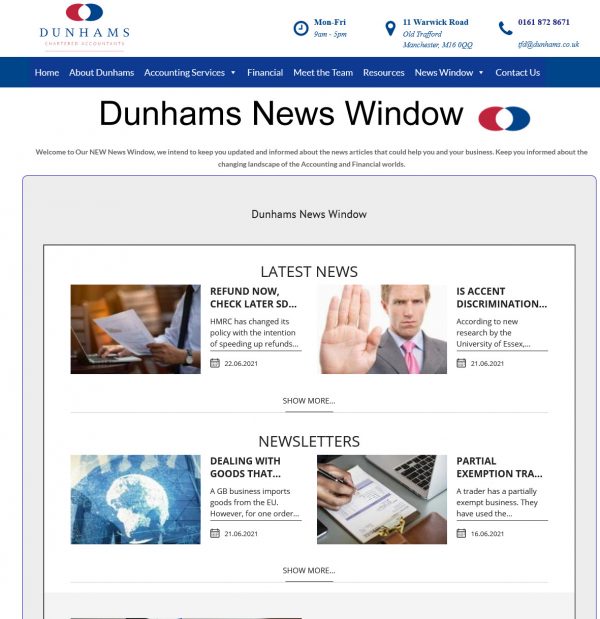 News Window from Dunhams Accountants & Financial Services